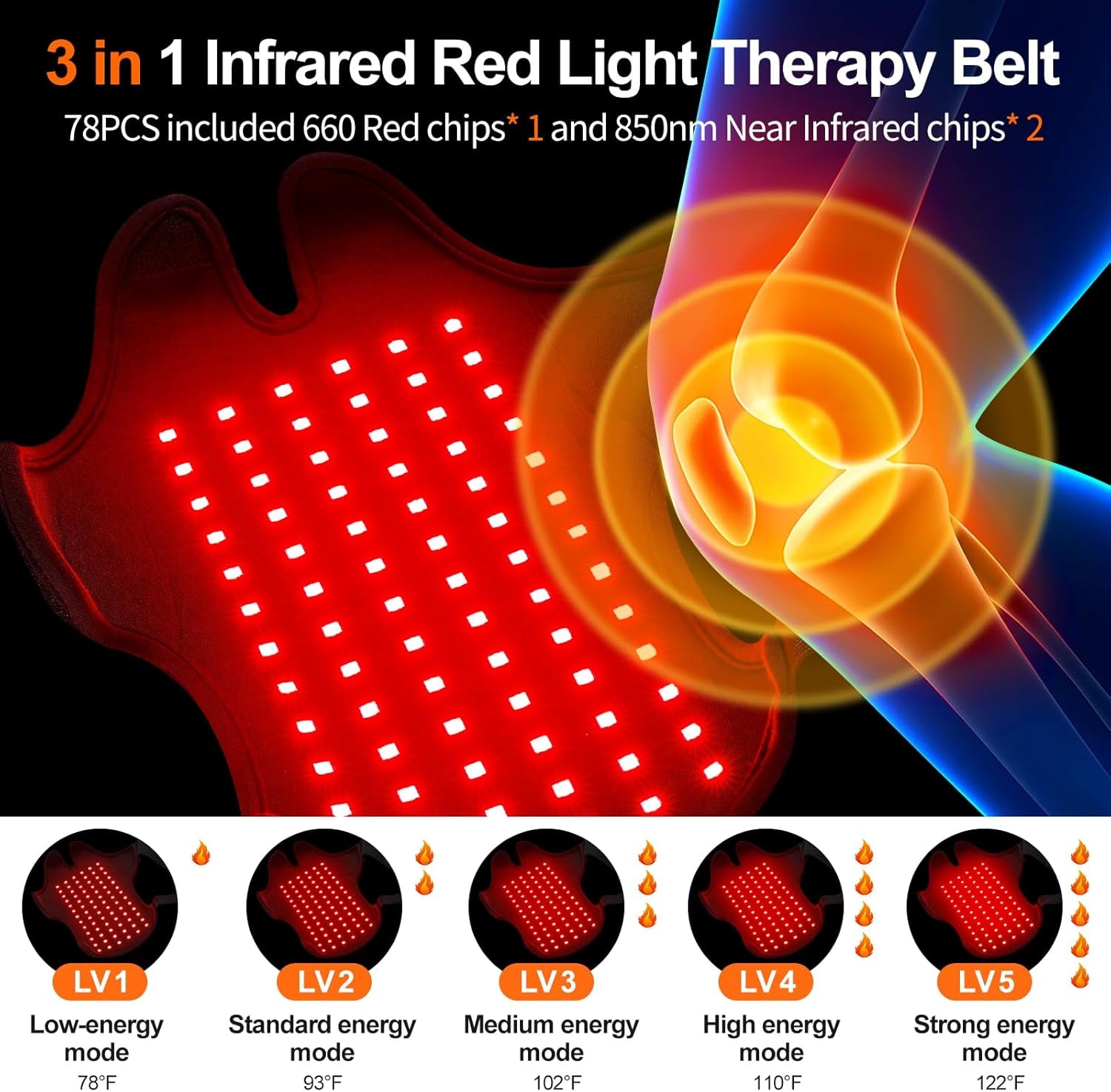 Redglow – Red Light Therapy Belt for Neck, Knee & Feet Pain Relief